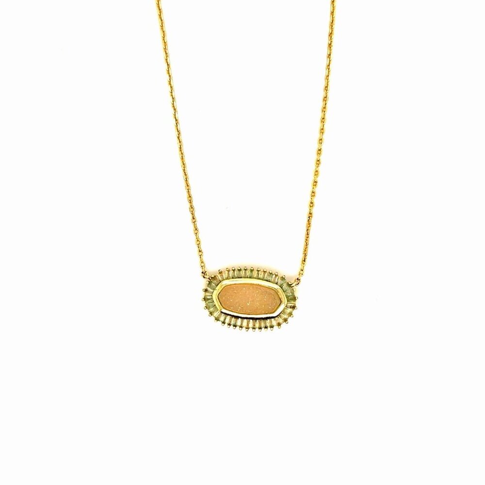 Kendra Scott Druzy Light Green Stones Necklace‎